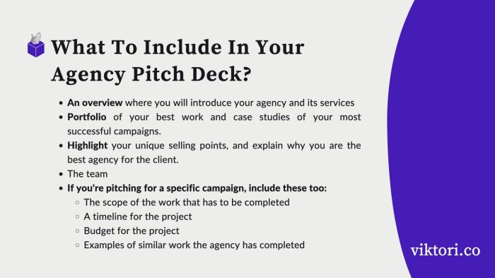 what to include in an agency pitch deck